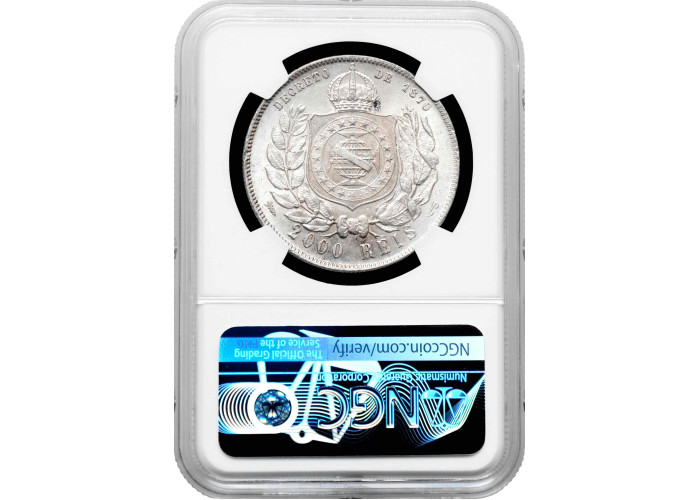 Brasilien 2000 Reis 1889, NGC MS63, "Kaiser Peter II (1831 - 1889)"