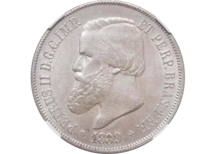 Brasilien 2000 Reis 1889, NGC MS63, "Kaiser Peter II (1831 - 1889)"