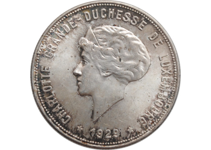 Люксембург 10 франков 1929 г., NGC MS65, "Великая герцогиня Шарлотта (1918 - 1964)"