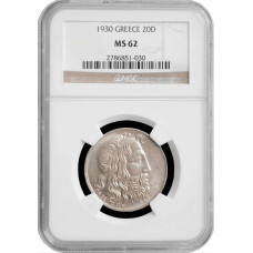 Griechenland 20 Drachmen 1930, NGC MS62, "Zweite Republik Griechenland (1924 - 1935)"