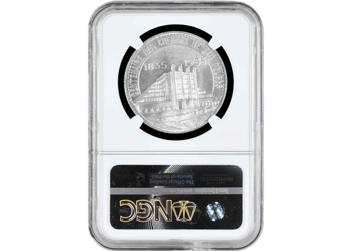 Belgium 50 francs 1935 French - Pos. A, NGC MS64, "Railway Centennial"