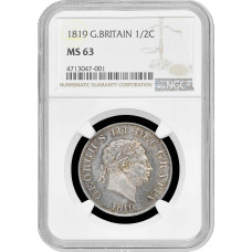Великобритания 1/2 кроны 1819 г., NGC MS63, "Король Георг III (1760 - 1820)"