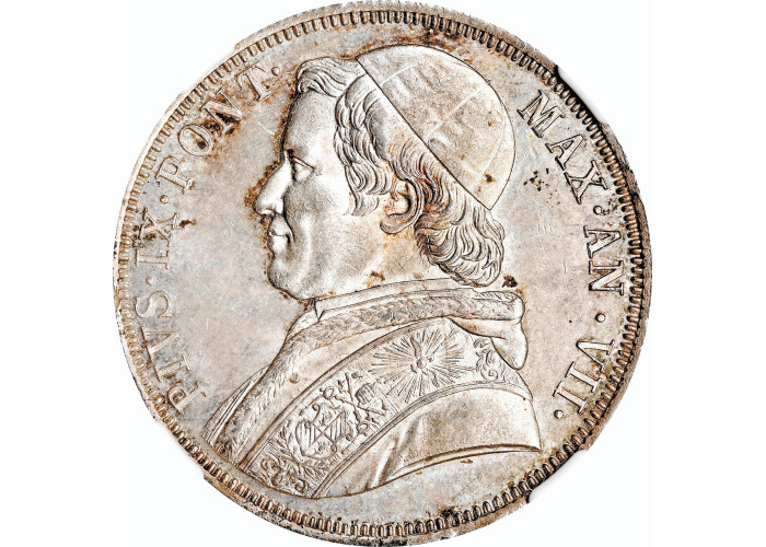 Kirchenstaat 1 Scudo 1853 VII R, NGC MS63, "Papst Pius IX (1846 - 1878)"