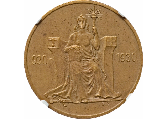 Iceland 2 kronur 1930, NGC MS63, "1000th Anniversary - Althing"