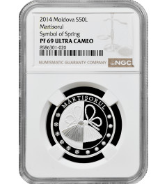 Moldova 50 lei 2014, NGC PF69 UC, "Holidays, culture, traditions - Mărțișor" Top