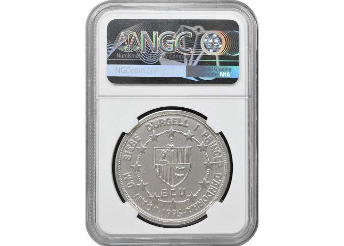 Andorra 20 diners 1995, NGC MS69, "ECU Customs Union Ramon Berenguer III"Top Pop