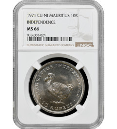 Mauritius 10 rupees 1971, NGC MS66, "Mauritius Independence"