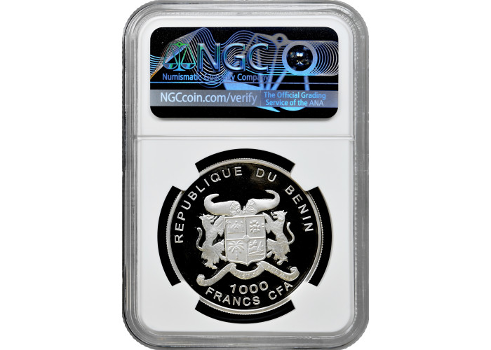 Benin 1000 Franken 2005, NGC PF68 UC, "Bedrohte Tierwelt Wolf (Canis simensis)"