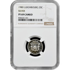 Luxemburg 25 Centime 1980, NGC PF69 CAM, "Großherzog Jean (1964 - 1999)" Top Pop