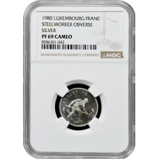 Luxemburg 1 Franken 1980, NGC PF69 CAM, "Großherzog Jean (1964 - 1999)" Top Pop