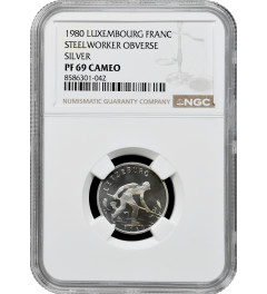 Люксембург 1 франк 1980 г., NGC PF69 CAM, "Великий герцог Жан (1964 - 1999)" Top Pop