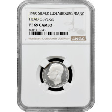 Luxemburg 1 Franken 1980, NGC PF69 CAM, "Großherzog Jean (1964 - 1999)" Top Pop
