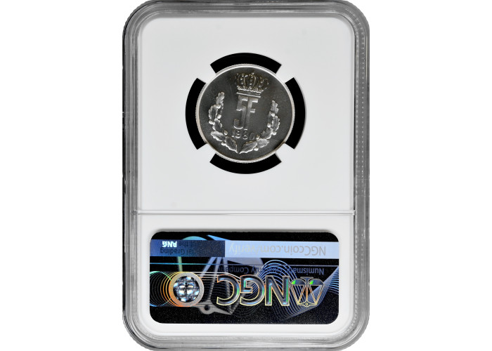 Люксембург 5 франков 1980 г., NGC PF68, "Великий герцог Жан (1964 - 1999)" Top Pop