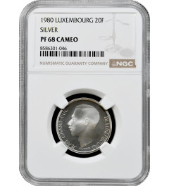 Люксембург 20 франков 1980 г., NGC PF68 CAM, "Великий герцог Жан (1964 - 1999)" Top Pop
