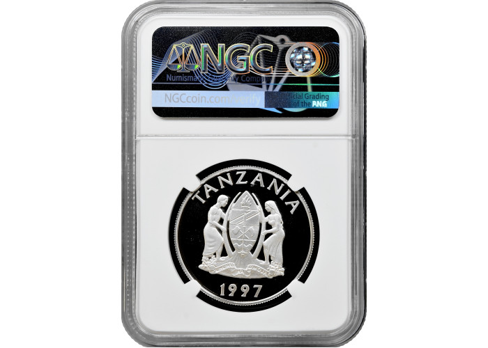 Tanzania 200 shillings 1997, NGC PF69 UC, "Wildlife of Africa - Water Buffalo"