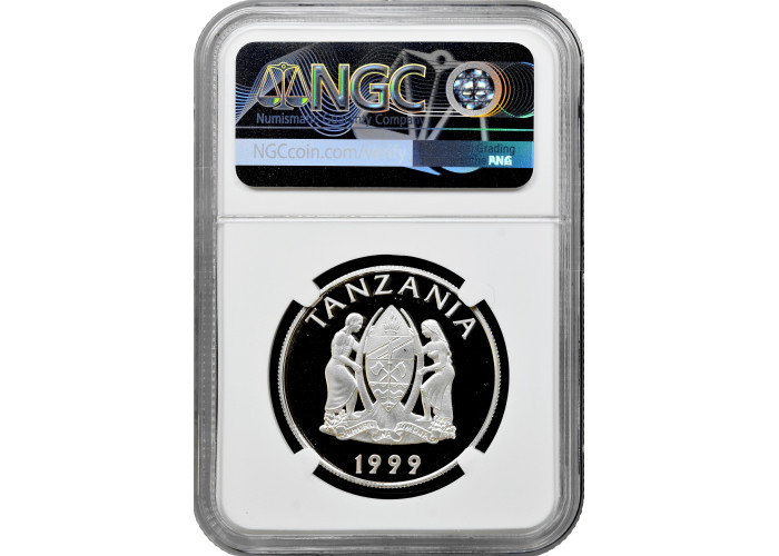 Tanzania 200 shillings 1999, NGC PF69 UC, "Wildlife of Africa - Chimpanzee"