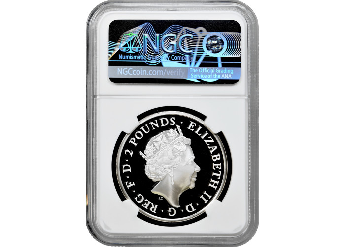 Great Britain 2 pounds 2016, NGC PF67 UC, "Standing Britannia, lion at her feet"