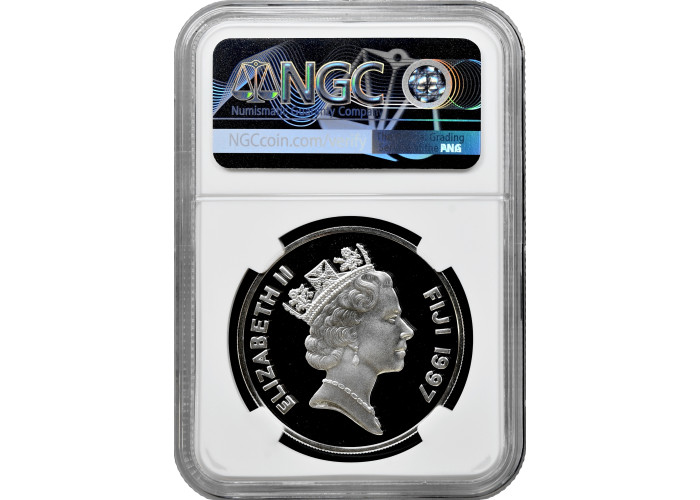 Fiji 10 dollars 1997, NGC PF69 UC, "Endangered Wildlife - Lau Banded Iguana"