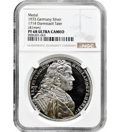 Darmstadt 1 thaler 1714 (1973), NGC PF68 UC RESTRIKE, "Landgraviate (1596-1734)"