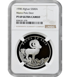 Afghanistan 500 afghanis 1998, NGC PF69 UC, "Fauna - Marco Polo Deer" Top Pop