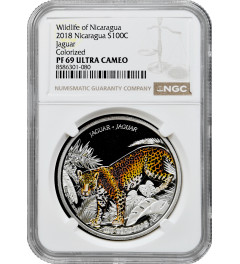 Nicaragua 100 cordobas 2018, NGC PF69 UC, "Wildlife of Nicaragua - Jaguar"