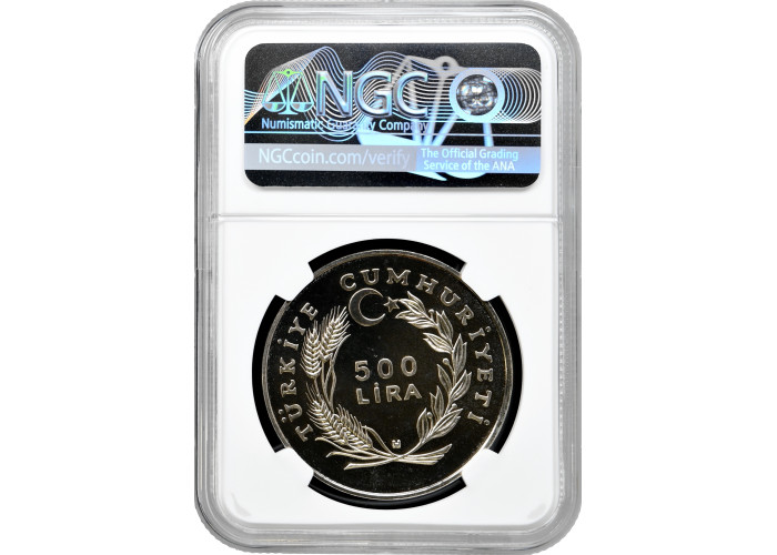 Turkey 500 lira 1984, NGC MS67, "F.A.O. - World Fisheries Conference" Cu-Ni