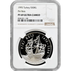 Turkey 50.000 lira 1995, NGC PF69 UC, "525th Anniv. - Birth of Piri Reis"Top Pop