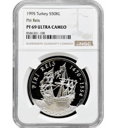 Turkey 50.000 lira 1995, NGC PF69 UC, "525th Anniv. - Birth of Piri Reis"Top Pop