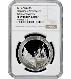 Aruba 5 florin 2015, NGC PF69 UC, "200th Ann. - Kingdom of Netherlands" Top Pop