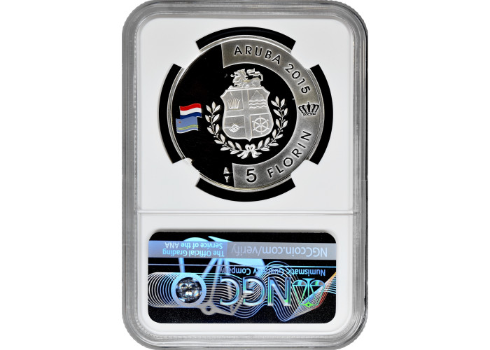 Aruba 5 florin 2015, NGC PF69 UC, "200th Ann. - Kingdom of Netherlands" Top Pop