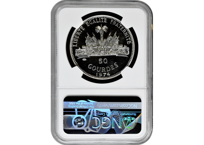 Haiti 50 Gourdes 1974, NGC PF64 CAM, "1976 Innsbruck-Montreal Olympiad"