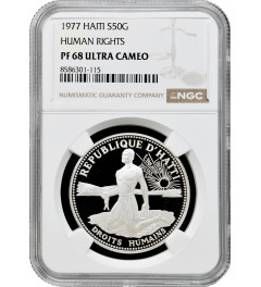 Haiti 50 gourdes 1977, NGC PF68 UC, "Human Rights" silver coin