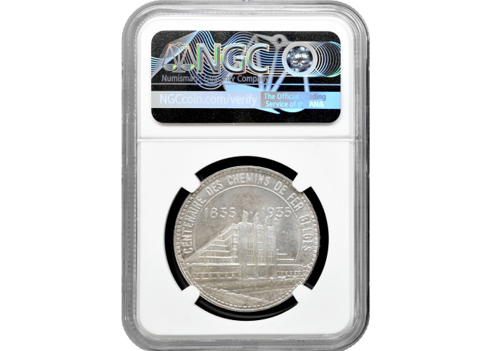Belgium 50 francs 1935 French - Pos. A, NGC MS64, "Railway Centennial" KM# 106.2