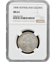 Netherlands 1 gulden 1898, NGC MS61, "Queen Wilhelmina (1890 - 1948)"