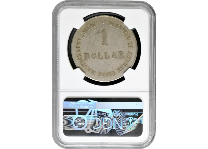 Netherlands East Indies 1 dollar 1902-1913, NGC AU53, "Silau Tabakmaaschappy"