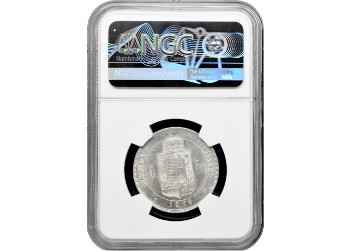 Венгрия 1 форинт 1879 г. KB, NGC AU58, "Император Франц Иосиф (1848 - 1916)"