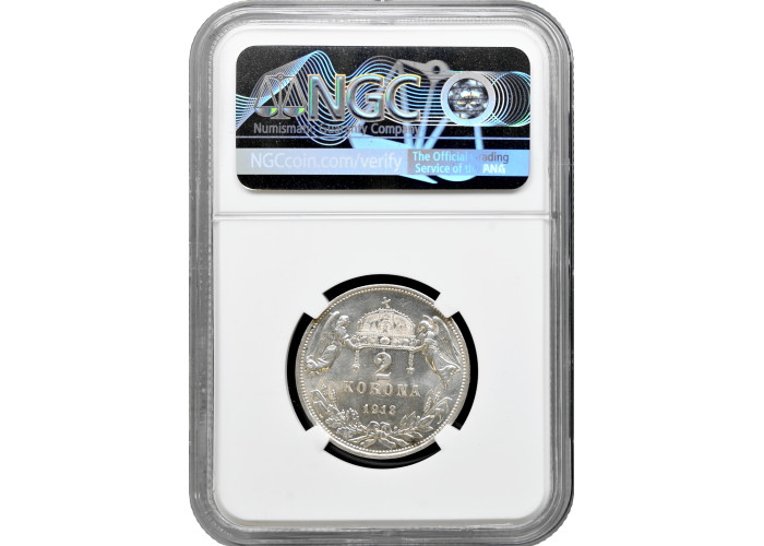 Венгрия 2 кроны 1913 г. KB, NGC MS63, "Император Франц Иосиф I (1848 - 1916)"