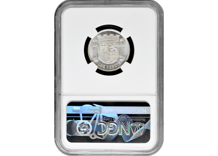 Испания 1 песета 1933 г. (34), NGC MS64, "Вторая Республика (1931 - 1939)"