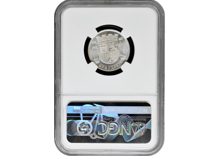 Испания 1 песета 1933 г. (34), NGC MS65, "Вторая Республика (1931 - 1939)"