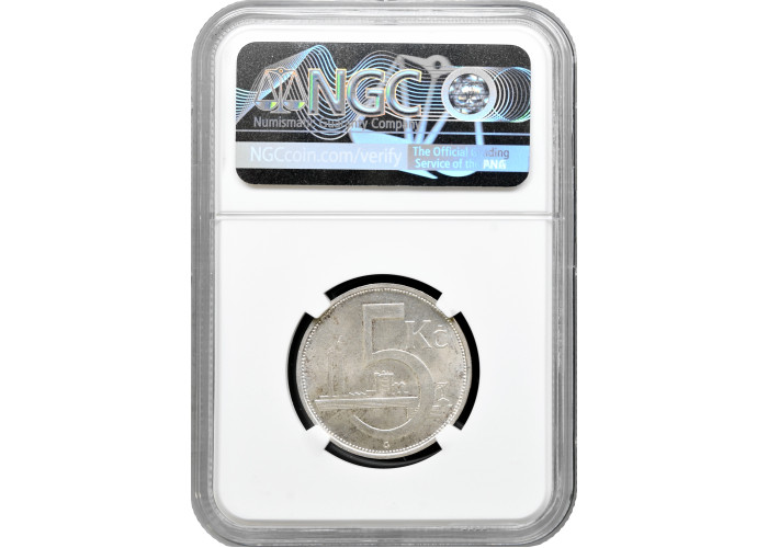 Czechoslovakia 5 korun 1929, NGC MS63, "First Republic (1919 - 1938)"