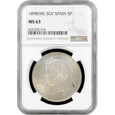 Spanien 5 Peseten 1898 SGV, NGC MS63, "König Alfonso XIII (1886 - 1931)"