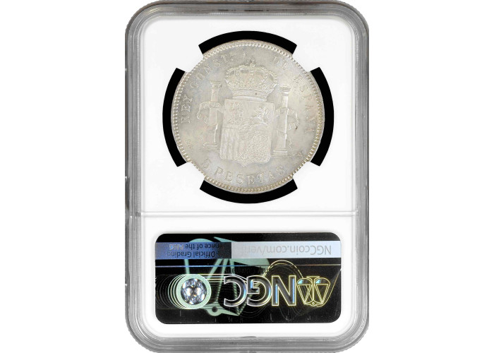 Испания 5 песет 1898 г. SGV, NGC MS63, "Король Альфонсо XIII (1886 - 1931)"
