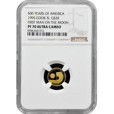 Cookinseln 20 Dollar 1995, NGC PF70 UC, "Erster Mensch auf dem Mond" Goldmünze