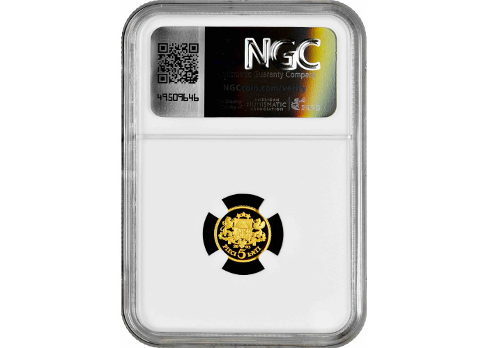 Lettland 5 Lati 2003, NGC PF68 UC, "10. Jahrestag - der neue Lats" Goldmünze