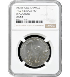 Vietnam 10 dong 1993, NGC MS68, "Prehistoric Animals – Diplodocus"