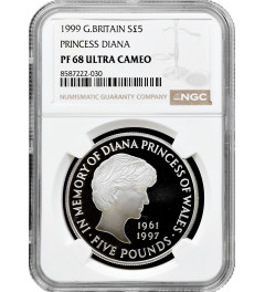 Great Britain 5 pounds 1999, NGC PF68 UC, "Princess Diana Memorial"