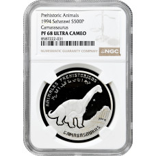 Westliche Sahara 500 Peseten 1994, NGC PF68 UC, "Camarasaurus" Top Pop