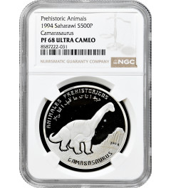 Western Sahara (Saharawi) 500 pesetas 1994, NGC PF68 UC, "Camarasaurus" Top Pop
