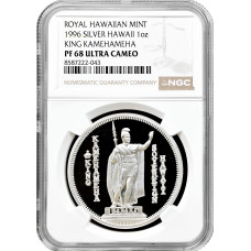 Гавайский монетный двор 1 доллар 1996 г., NGC PF68 UC, "Король Камехамеха I" 1 унция