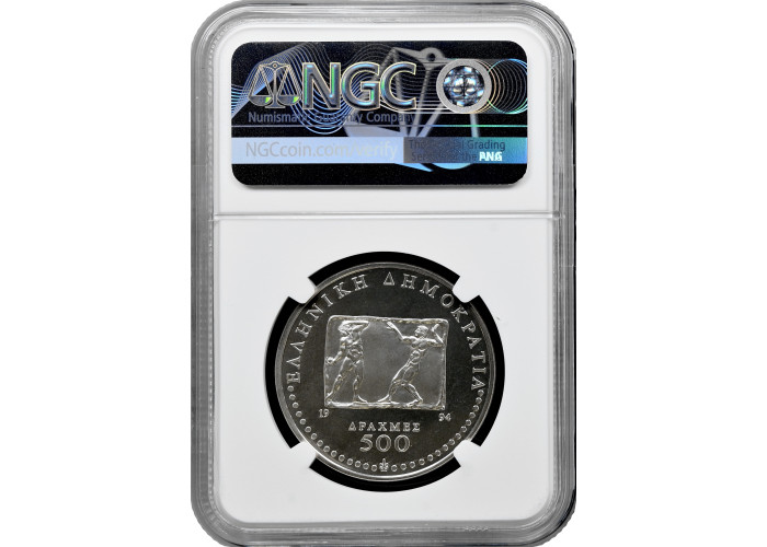 Greece 500 drachmai 1994, NGS PF68 UC, "100th Anniv. - Volleyball" silver coin